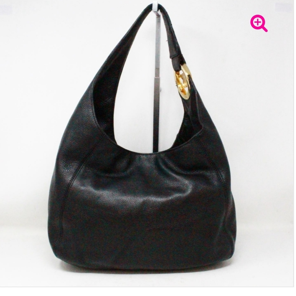 Michael Kors Bag, Black Pebbled Leather Gold Logo Initials On Handle, Like NEW!
